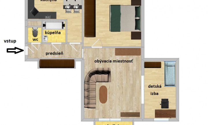 3-izb. byt Košice I, balkón, veľký výťah, TEHLA