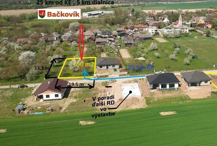 Na predaj stavebný pozemok 650m2 v obci Bačkovík |  Košice - okolie